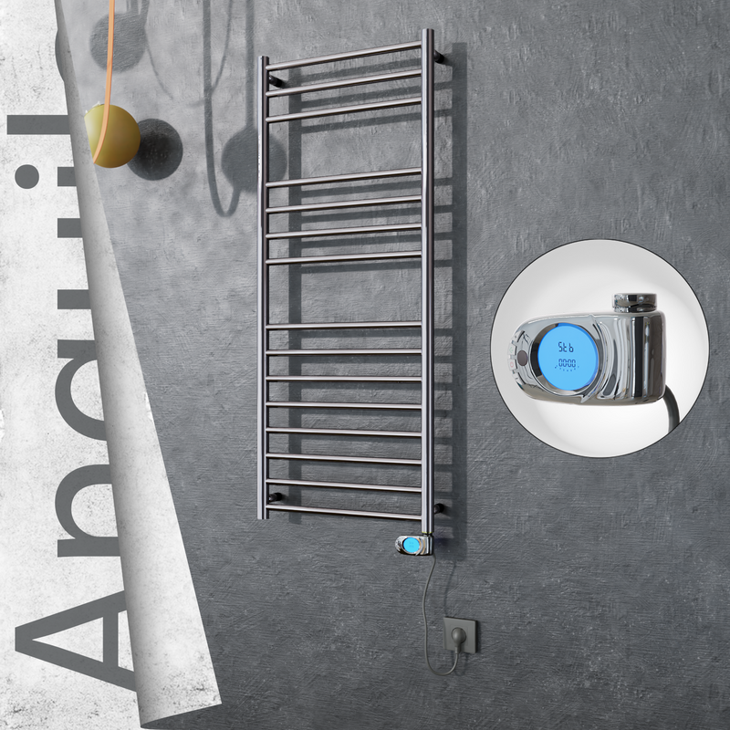 Angulia Sèche-serviettes Électrique en Inox 500x1210 Doré Satiné (Musa Thermostat) 200W 