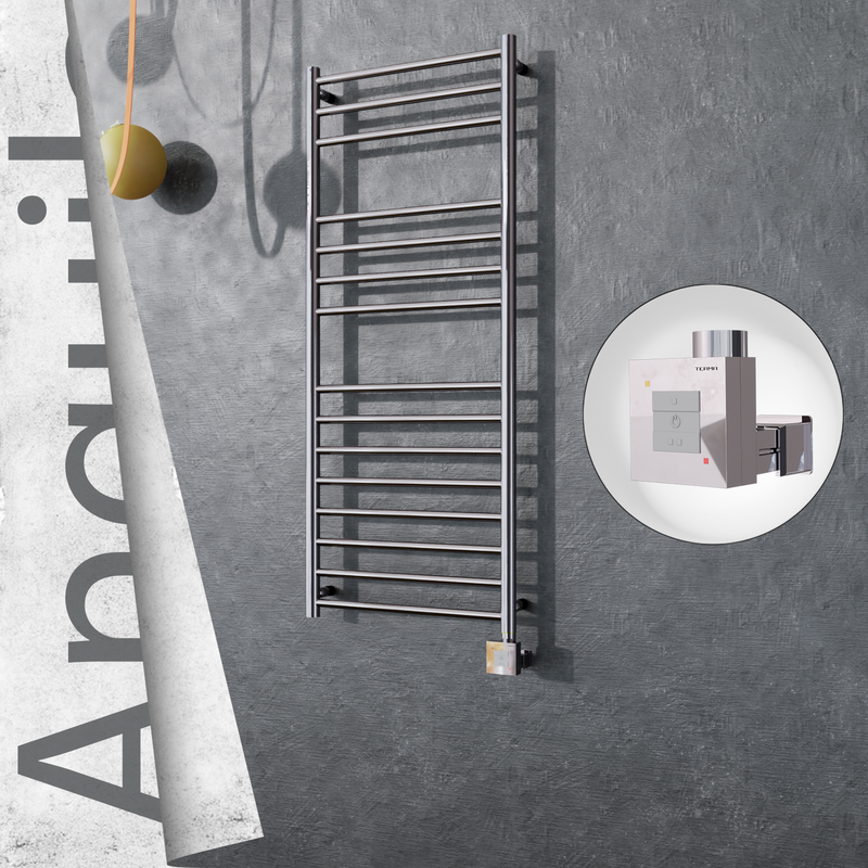 Angulia Sèche-serviettes Électrique en Inox 500x1210 Poli Miroir (KTX1 Thermostat) 200W 
