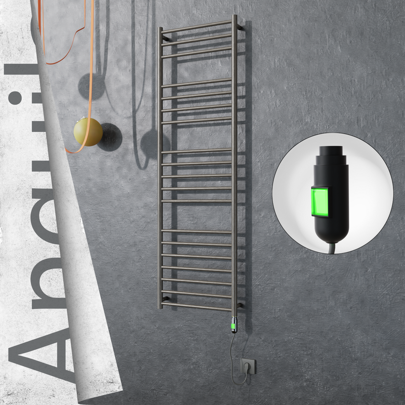 Angulia Sèche-serviettes Électrique en Inox 500x1630 Poli Satiné (Interrupteur Marche/Arrêt) 300W 