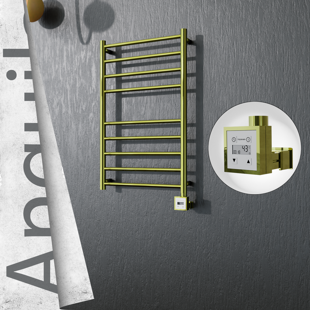 Angulia Sèche-serviettes Électrique en Inox 500x790 Doré (KTX3 Thermostat) 200W - 1