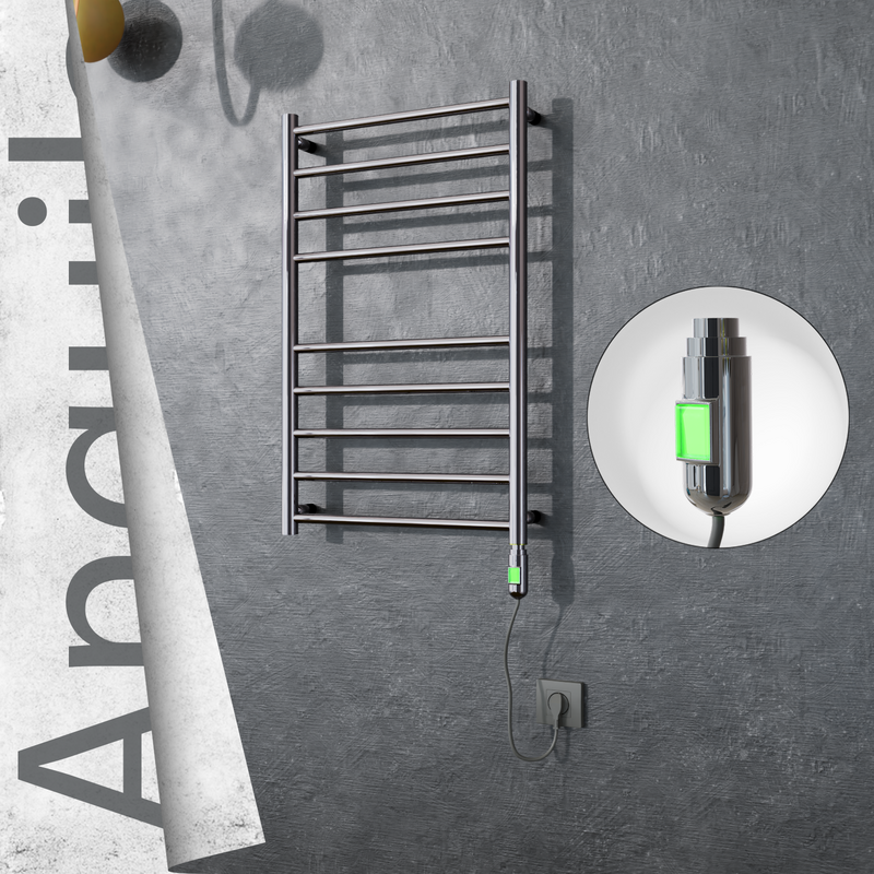 Angulia Sèche-serviettes Électrique en Inox 500x790 Poli Miroir (Interrupteur Marche/Arrêt) 200W 