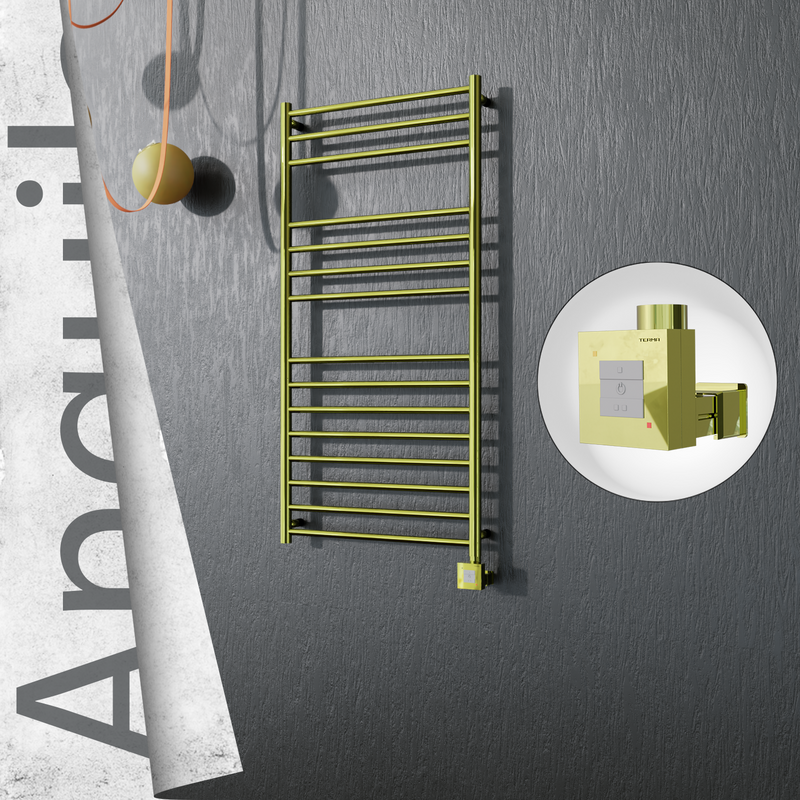 Angulia Sèche-serviettes Électrique en Inox 600x1210 Doré (KTX1 Thermostat) 300W 