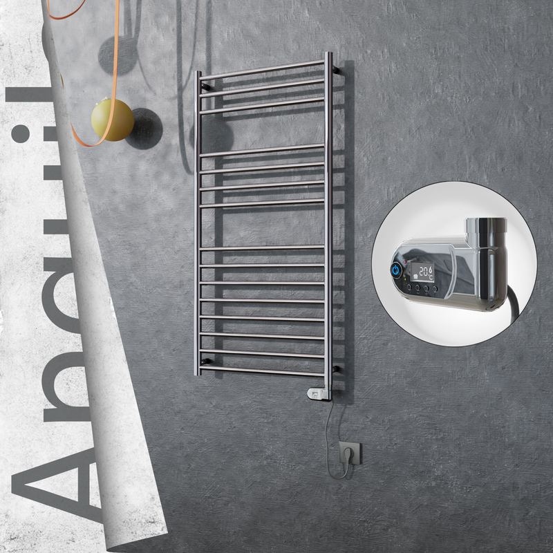 Angulia Sèche-serviettes Électrique en Inox 600x1210 Poli Miroir (Thesis Thermostat) 300W 