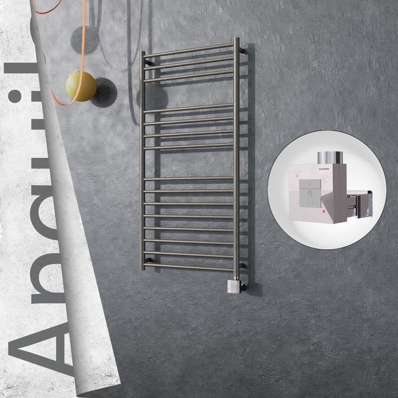 Angulia Sèche-serviettes Électrique en Inox 600x1210 Poli Satiné (KTX1 Thermostat) 300W 