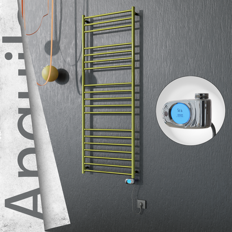 Angulia Sèche-serviettes Électrique en Inox 600x1630 Doré (Musa Thermostat) 300W 