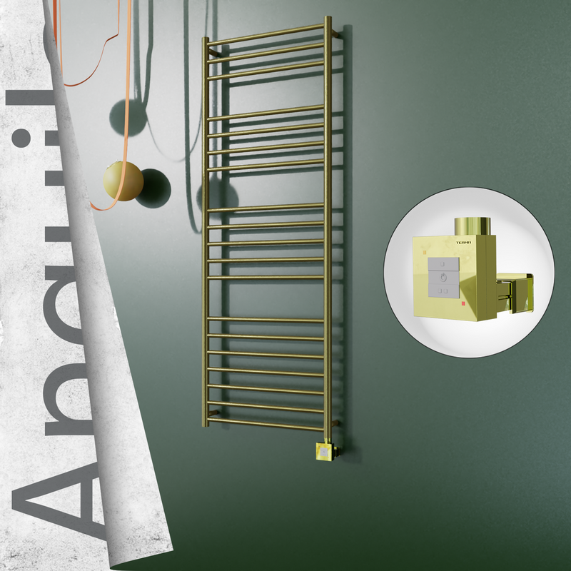 Angulia Sèche-serviettes Électrique en Inox 600x1630 Doré Satiné (KTX1 Thermostat) 300W 