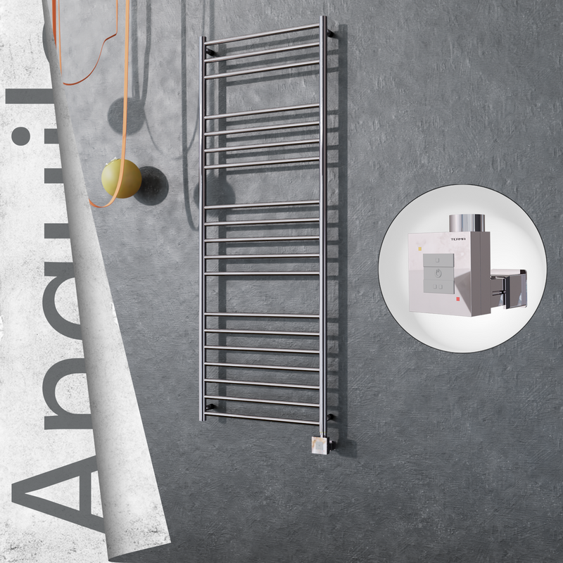 Angulia Sèche-serviettes Électrique en Inox 600x1630 Poli Miroir (KTX1 Thermostat) 300W 
