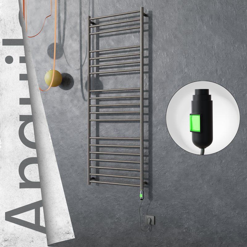 Angulia Sèche-serviettes Électrique en Inox 600x1630 Poli Satiné (Interrupteur Marche/Arrêt) 300W 