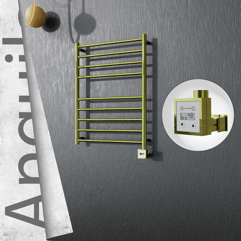 Angulia Sèche-serviettes Électrique en Inox 600x790 Doré (KTX3 Thermostat) 200W 