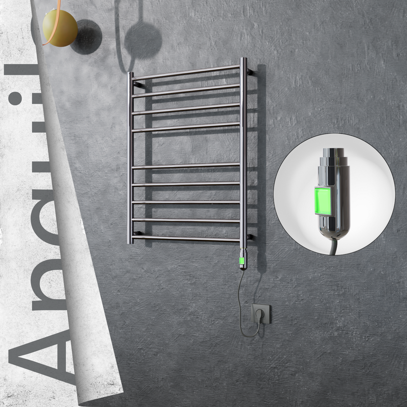 Angulia Sèche-serviettes Électrique en Inox 600x790 Poli Miroir (Interrupteur Marche/Arrêt) 200W 