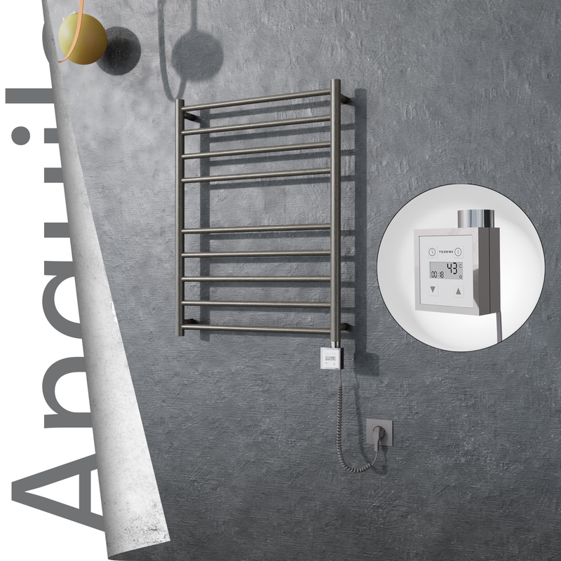 Angulia Sèche-serviettes Électrique en Inox 600x790 Poli Satiné (KTX3 Thermostat) 200W Câble Spiralé 