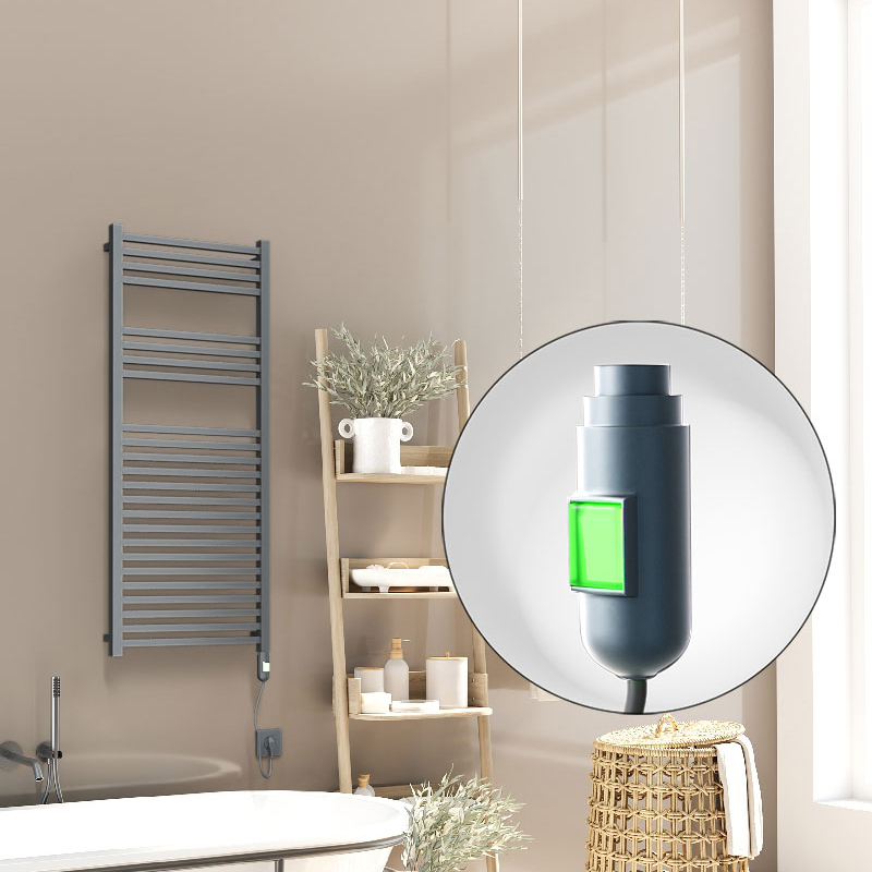 Barbados Electric Towel Warmer 600 Watt 500x1200 Anthracite (On/Off) 
