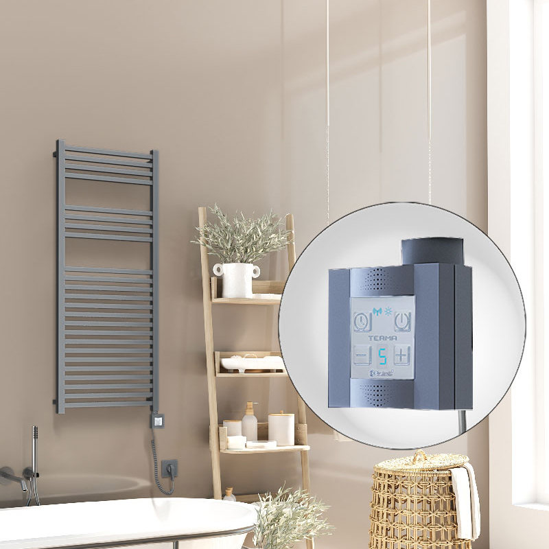 Barbados Electric Towel Warmer 500x1200 Anthracite Ktx4 600 W (Spiral Cable)