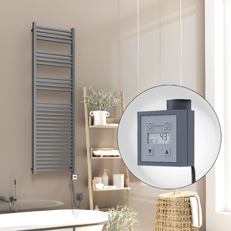 Barbados Electric Towel Warmer 500x1600 Anthracite Ktx3 600 W (Spiral Cable)