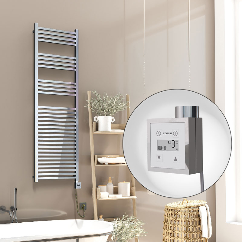 Barbados Electric Towel Warmer 500x1600 Chrome Ktx3 600 W (Spiral Cable)