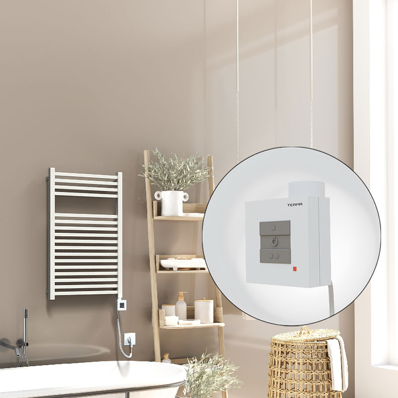 Barbados Sèche Serviettes Electrique 500x800 Blanc Ktx1 600 Watt Câble en spirale