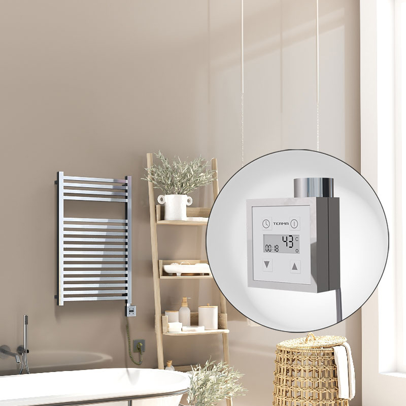 Barbados Sèche Serviettes Electrique 500x800 Chrome Ktx3 300 Watt Câble en spirale