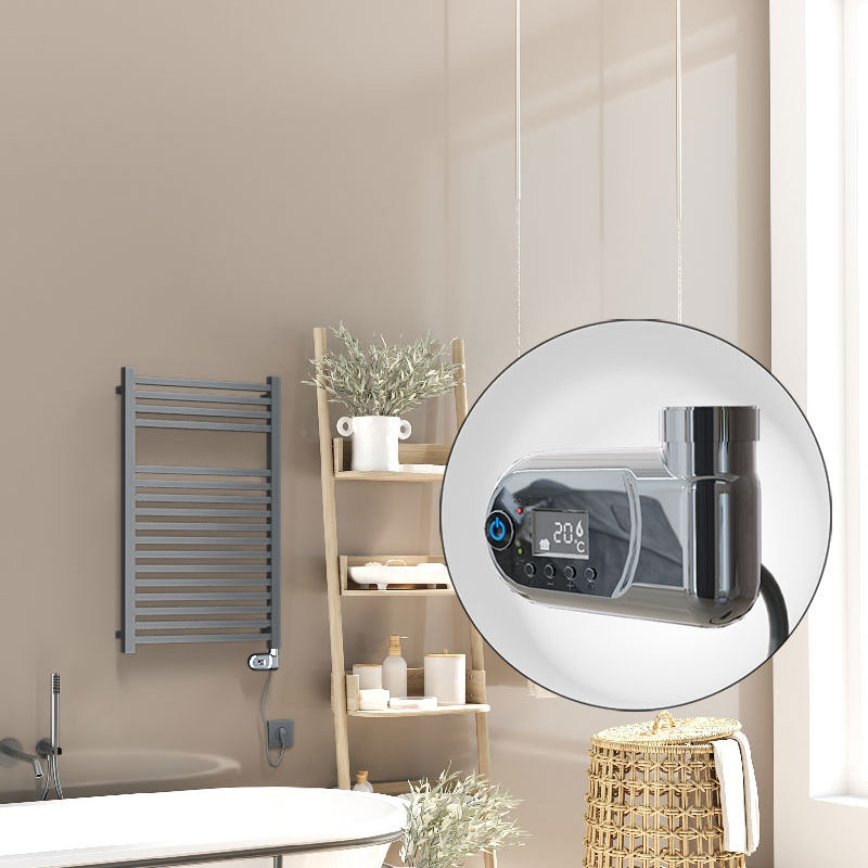 Barbados Sèche Serviettes Electrique 600 Watt 500x800 Anthracite (Thermostat Thesis) - 1