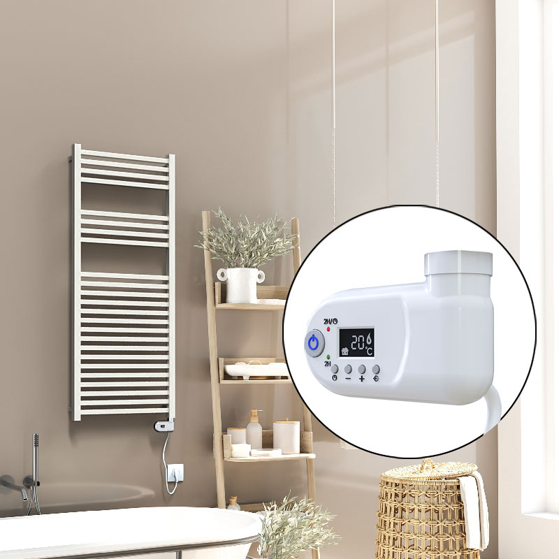 Barbados Sèche Serviettes Electrique 600 Watt 500x1200 Blanc (Thermostat Thesis) 