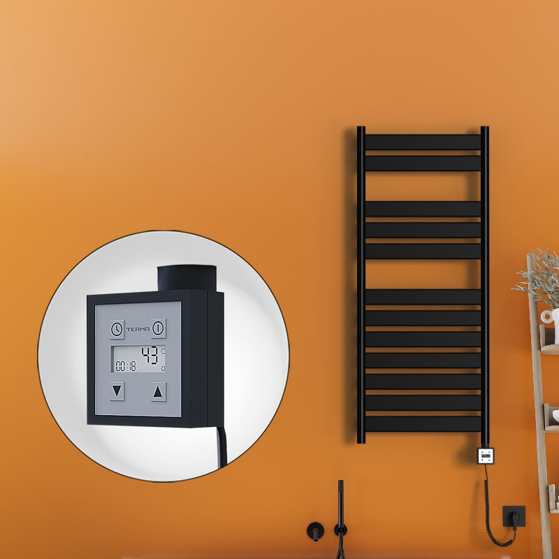 Bora Bora Electric Towel Warmer 500x1200 Matte Black Ktx3 300 W (Spiral Cable)