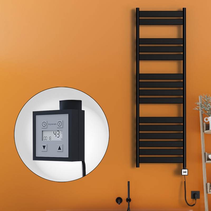 Bora Bora Electric Towel Warmer 500x1600 Matte Black Ktx3 600 W (Spiral Cable)