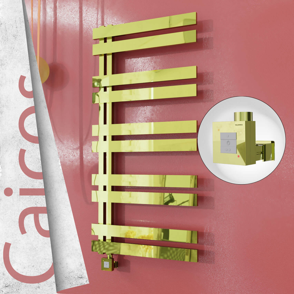 Caicos Electric Stainless Steel Towel Rail 400x1260 Gold (KTX1 Thermostat) 300W - 1