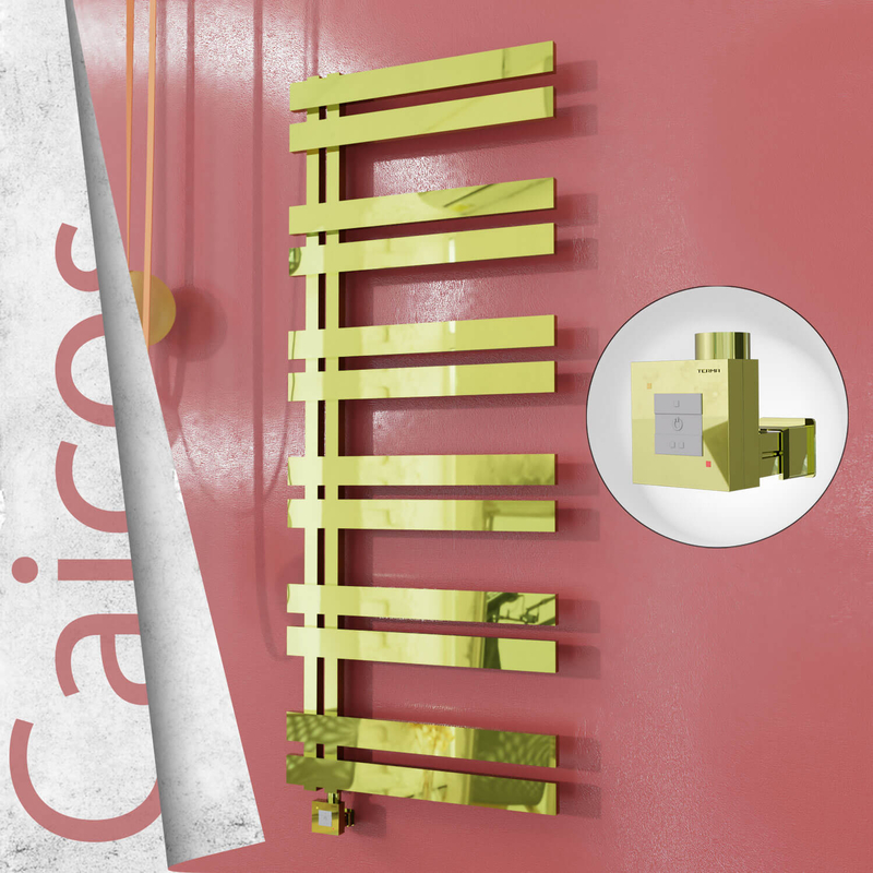Caicos Electric Stainless Steel Towel Rail 400x1530 Gold (KTX1 Thermostat) 600W