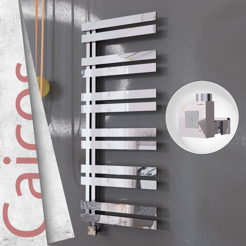 Caicos Electric Stainless Steel Towel Rail 400x1530 Mirror Polished (KTX1 Thermostat) 600W
