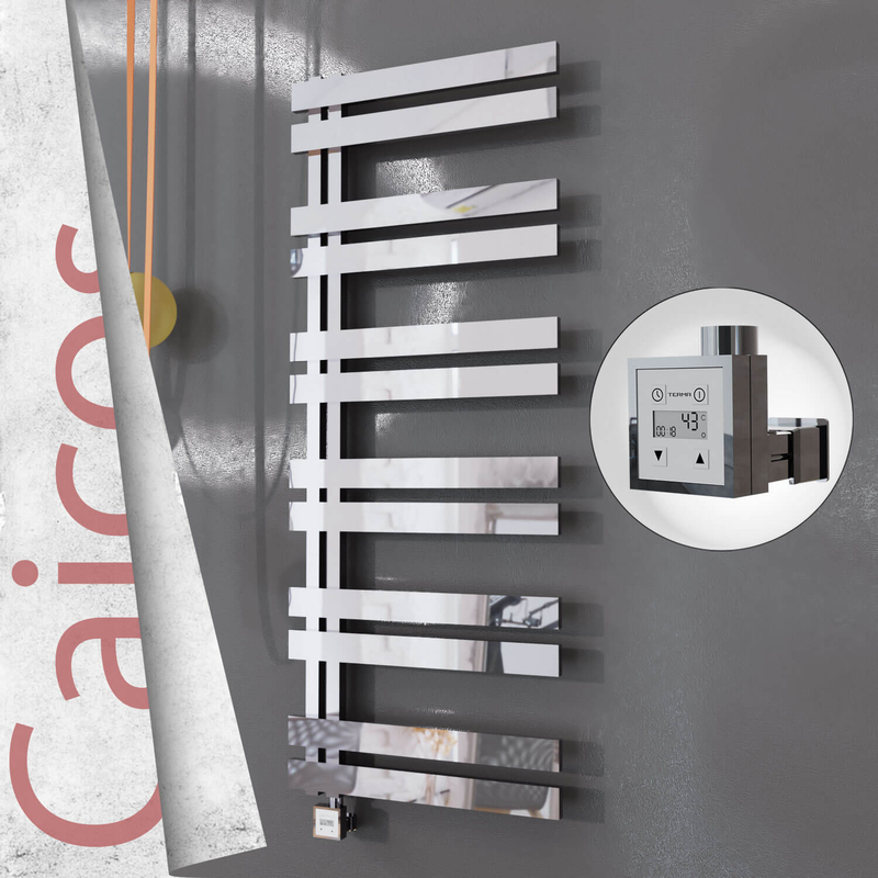 Caicos Electric Stainless Steel Towel Rail 400x1530 Mirror Polished (KTX3 Thermostat) 600W