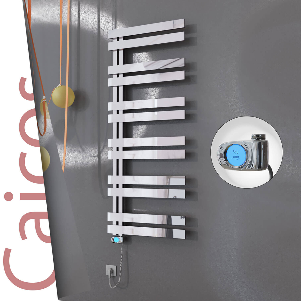 Caicos Electric Stainless Steel Towel Rail 400x1530 Mirror Polished (Musa Thermostat) 600W - 1