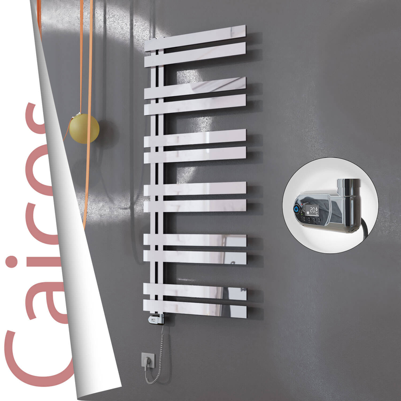 Caicos Electric Stainless Steel Towel Rail 400x1530 Mirror Polished (Thesis Thermostat) 600W 