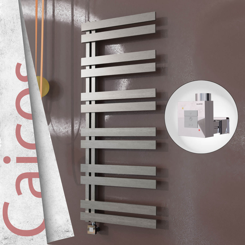 Caicos Electric Stainless Steel Towel Rail 400x1530 Satin Polished (KTX1 Thermostat) 600W