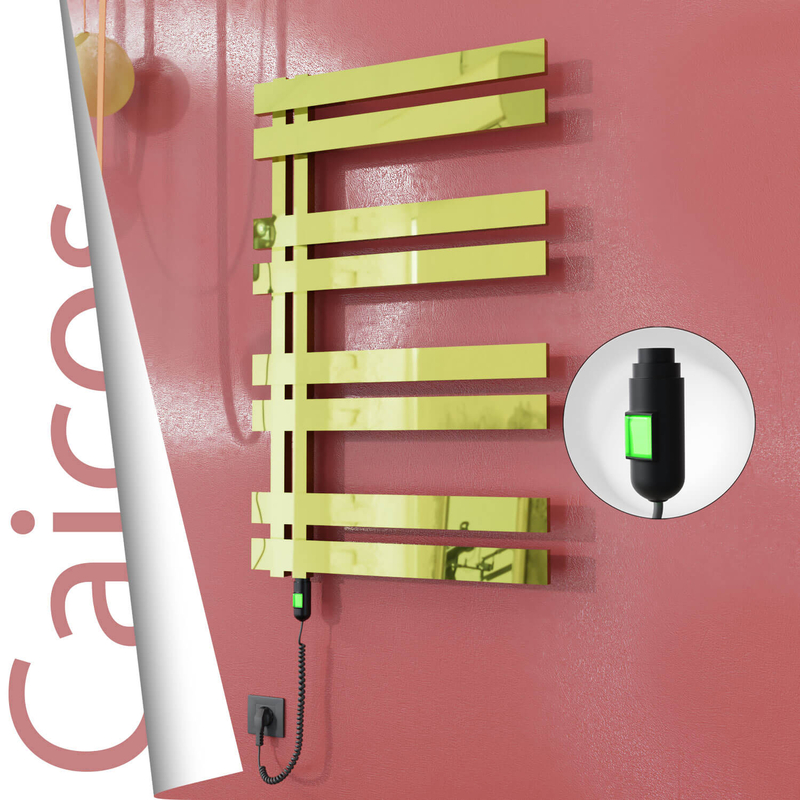 Caicos Electric Stainless Steel Towel Rail 400x990 Gold (On/Off Switch) 300W 