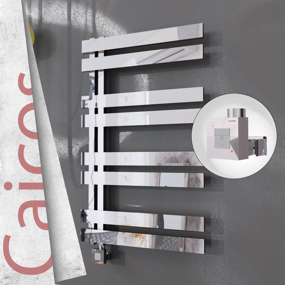 Caicos Electric Stainless Steel Towel Rail 400x990 Mirror Polished (KTX1 Thermostat) 300W - 1