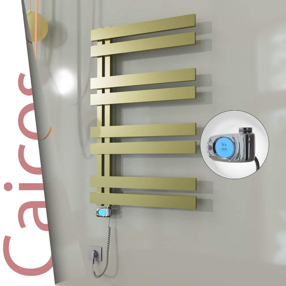 Caicos Electric Stainless Steel Towel Rail 400x990 Satin Gold (Musa Thermostat) 300W - 1