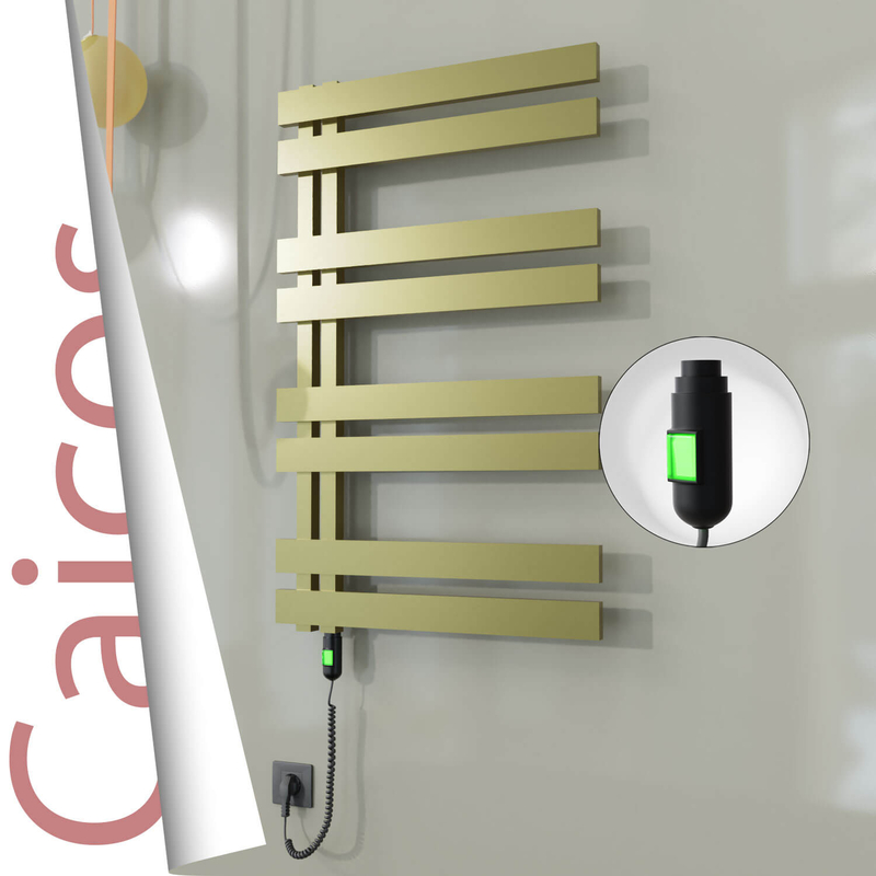 Caicos Electric Stainless Steel Towel Rail 400x990 Satin Gold (On/Off Switch) 300W 