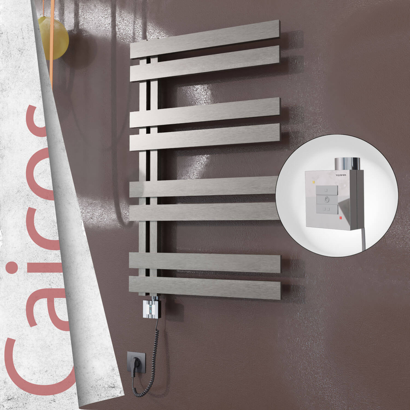 Caicos Electric Stainless Steel Towel Rail 400x990 Satin Polished (KTX1 Thermostat) 300W Spiral Cable
