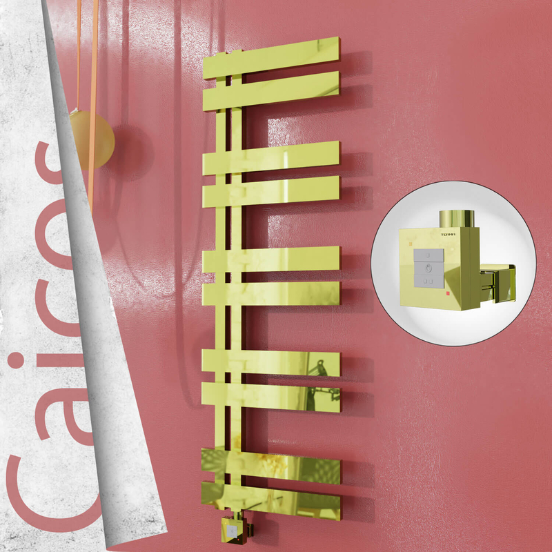 Caicos Electric Stainless Steel Towel Rail 500x1260 Gold (KTX1 Thermostat) 600W
