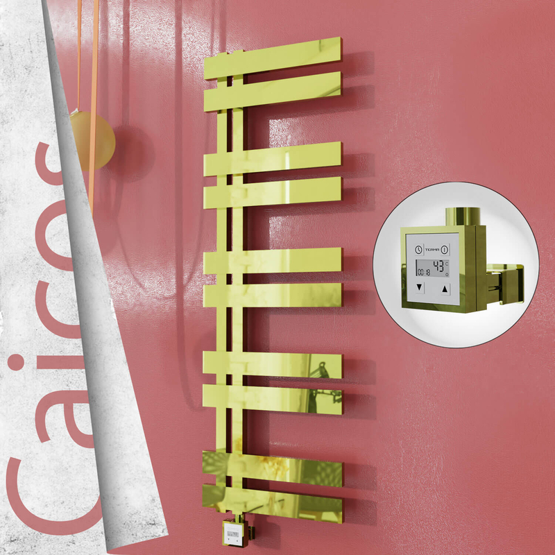 Caicos Electric Stainless Steel Towel Rail 500x1260 Gold (KTX3 Thermostat) 600W