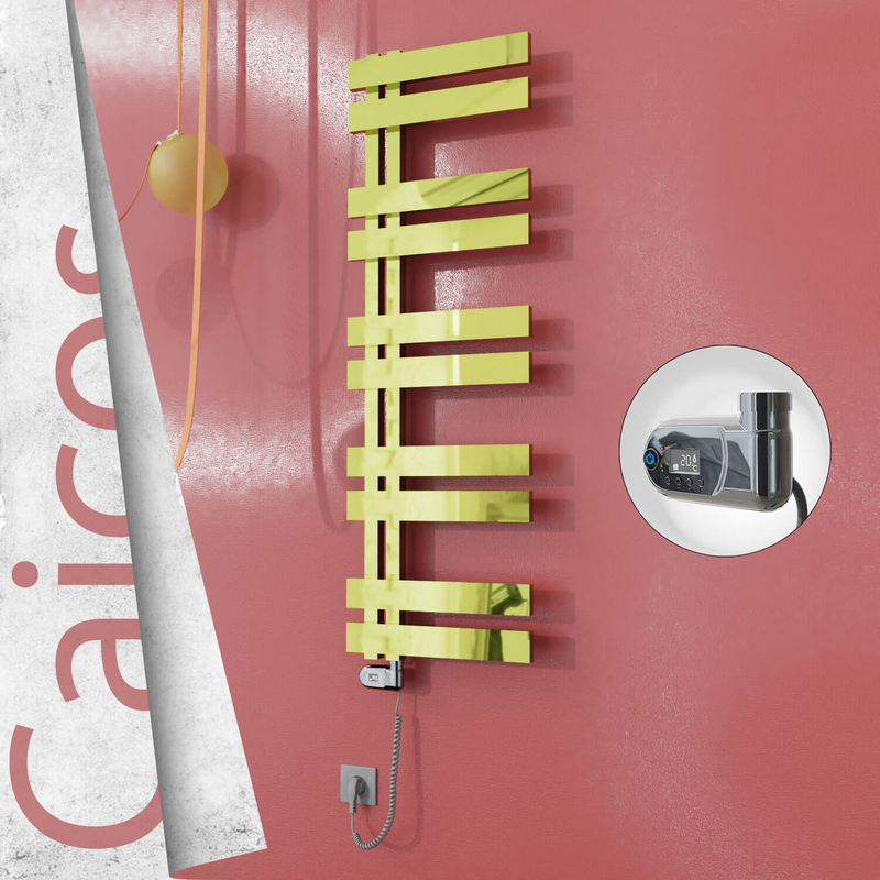 Caicos Electric Stainless Steel Towel Rail 500x1260 Gold (Thesis Thermostat) 600W 