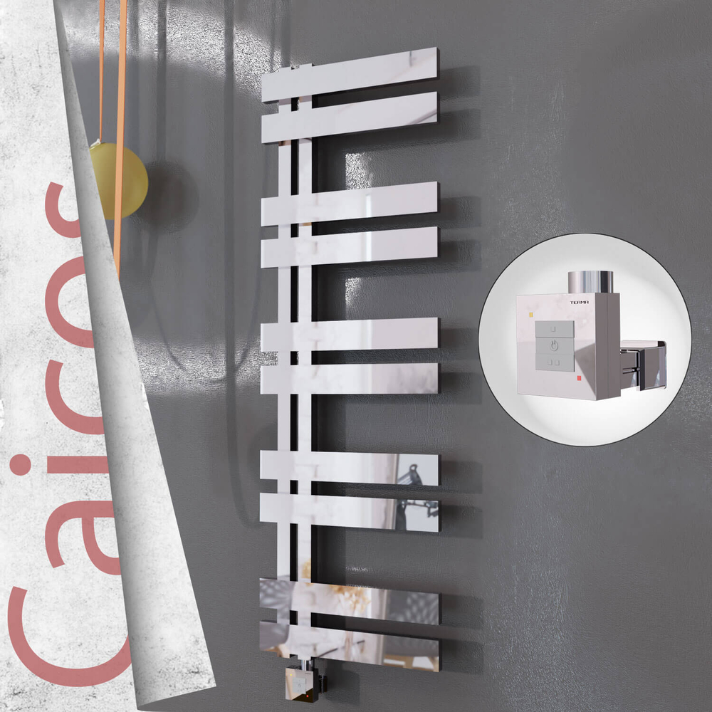 Caicos Electric Stainless Steel Towel Rail 500x1260 Mirror Polished (KTX1 Thermostat) 600W - 1