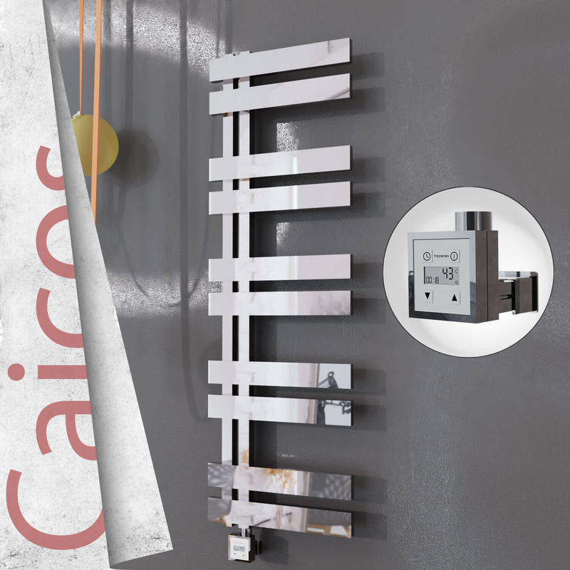 Caicos Electric Stainless Steel Towel Rail 500x1260 Mirror Polished (KTX3 Thermostat) 600W