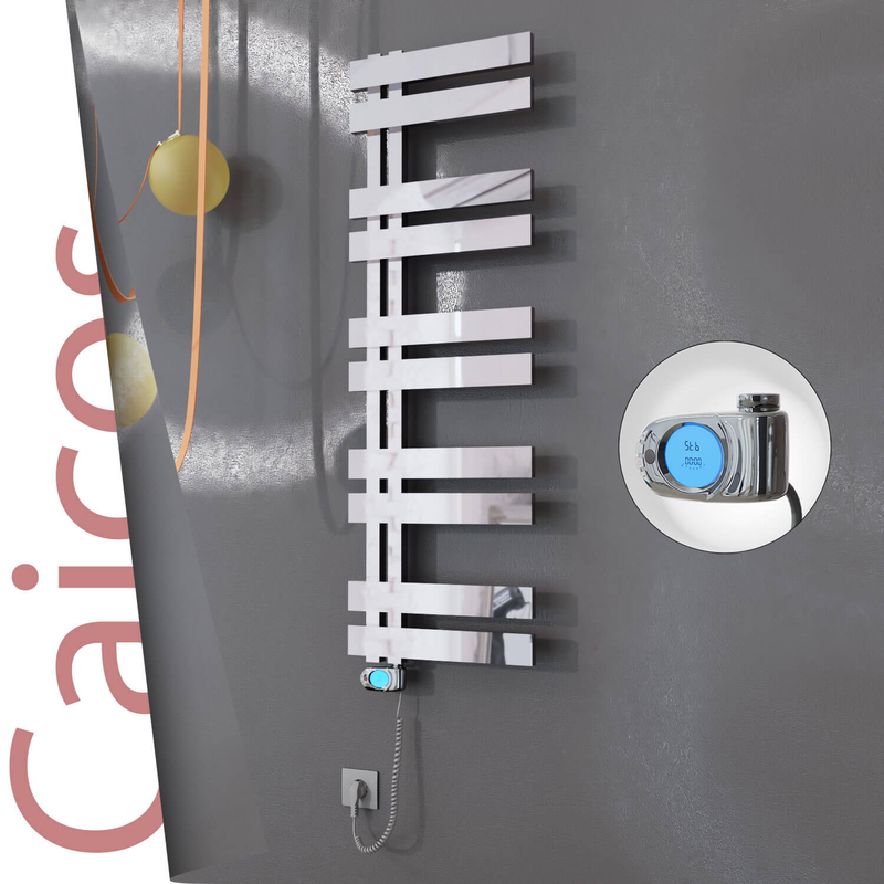 Caicos Electric Stainless Steel Towel Rail 500x1260 Mirror Polished (Musa Thermostat) 600W