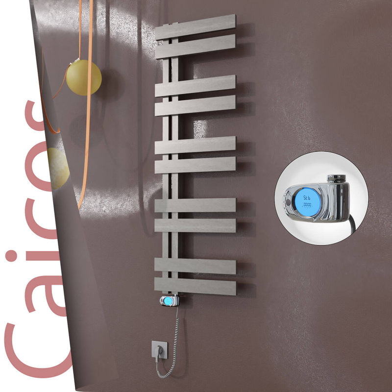 Caicos Electric Stainless Steel Towel Rail 500x1260 Satin Polished (Musa Thermostat) 600W