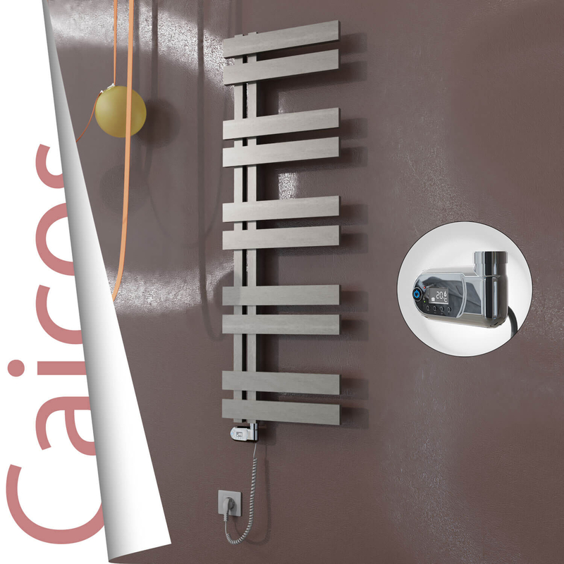 Caicos Electric Stainless Steel Towel Rail 500x1260 Satin Polished (Thesis Thermostat) 600W 