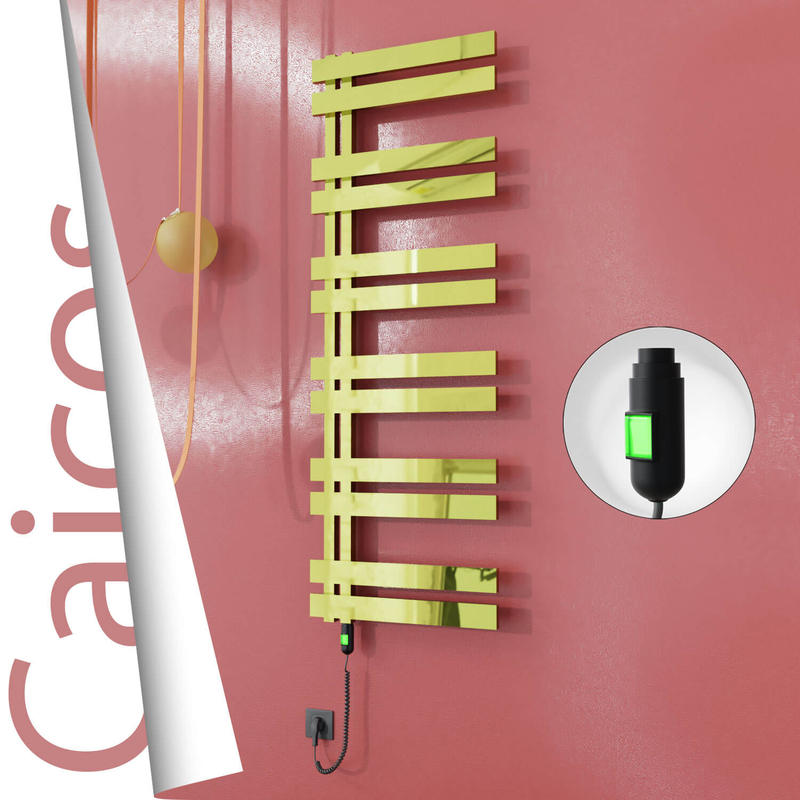 Caicos Electric Stainless Steel Towel Rail 500x1530 Gold (On/Off Switch) 600W 