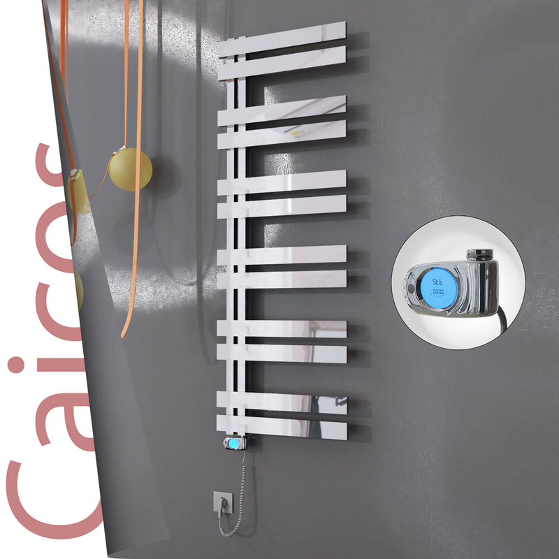 Caicos Electric Stainless Steel Towel Rail 500x1530 Mirror Polished (Musa Thermostat) 600W
