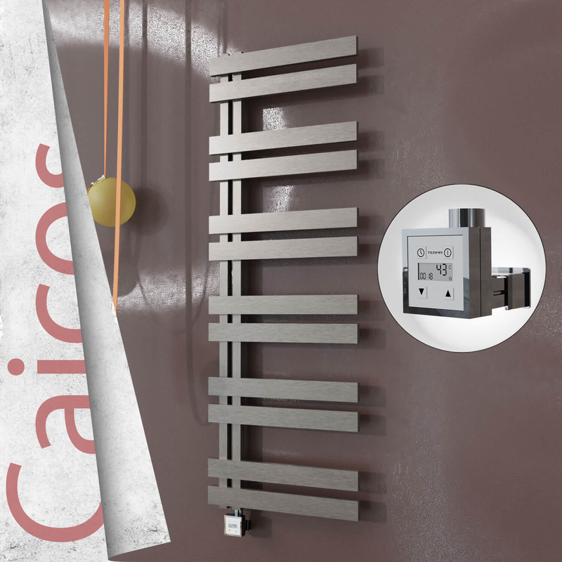 Caicos Electric Stainless Steel Towel Rail 500x1530 Satin Polished (KTX3 Thermostat) 600W