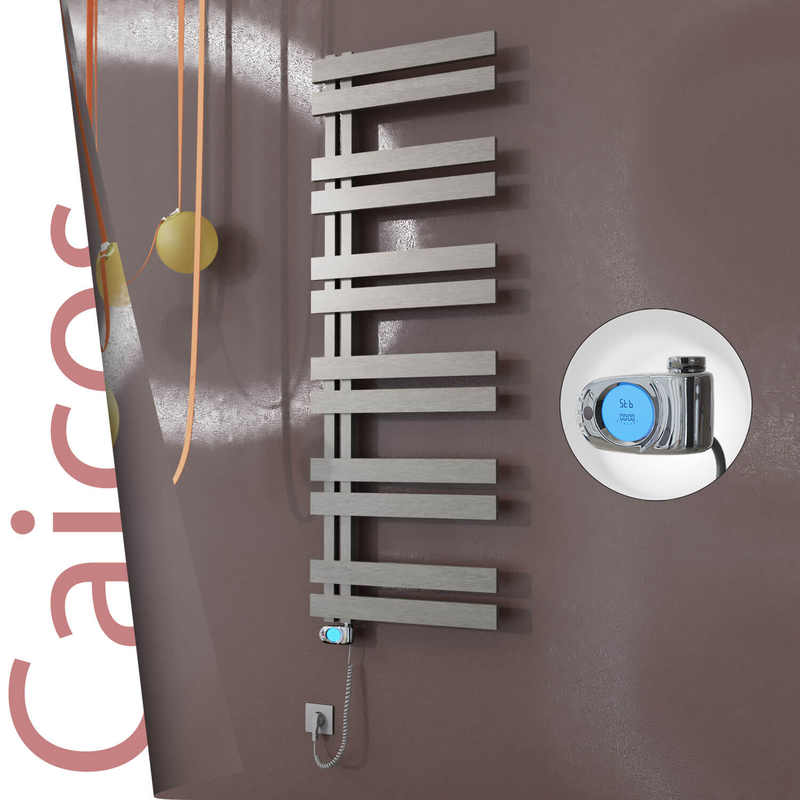 Caicos Electric Stainless Steel Towel Rail 500x1530 Satin Polished (Musa Thermostat) 600W