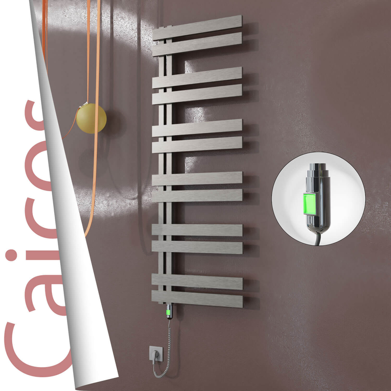 Caicos Electric Stainless Steel Towel Rail 500x1530 Satin Polished (On/Off Switch) 600W 